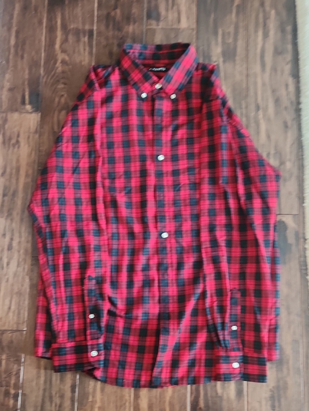 Chaps Red and Black Plaid Button-Down Shirt